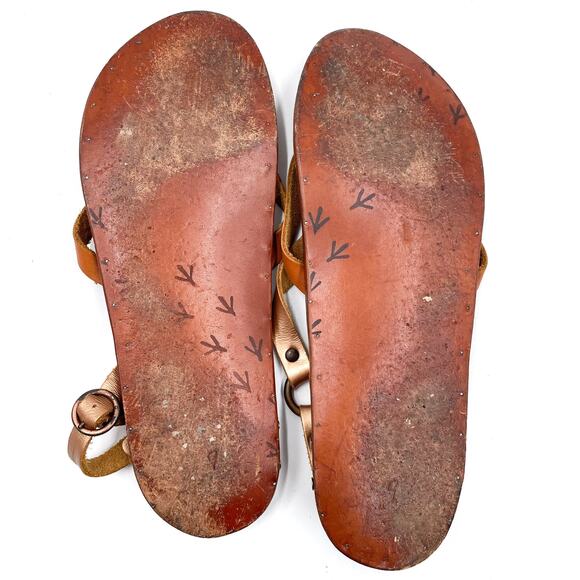 Beek Sparrow Flat Sandals Rose Gold Strappy Brown Leather Slip On Open Toe Sz 9 - Picture 11 of 12